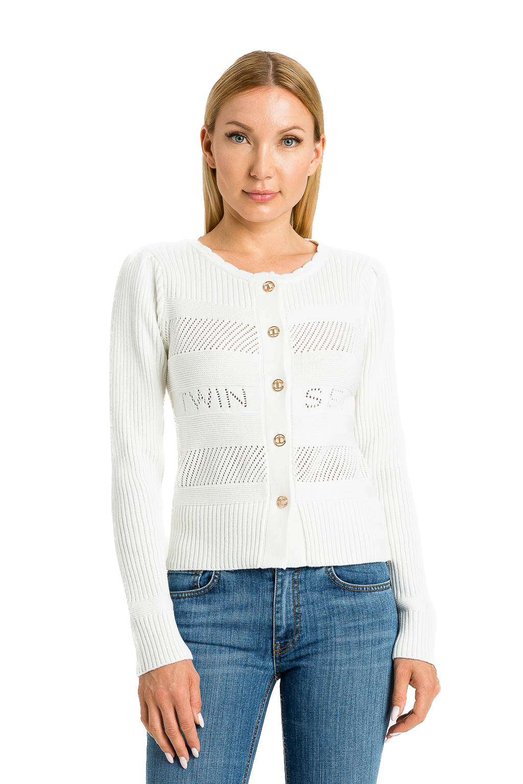TW-231TP3052 WHITE LOGO CARDIGAN