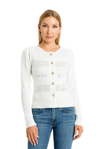 TW-231TP3052 WHITE LOGO CARDIGAN
