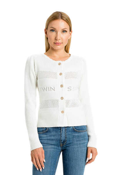 TW-231TP3052 WHITE LOGO CARDIGAN