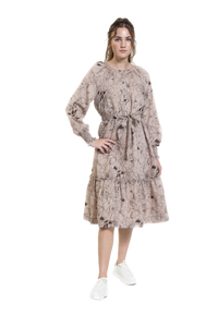 LUE-WS23396-B BROWN PRINT DRESS