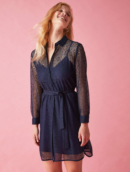 IBL-237621023 IRMA NAVY LACE DRESS