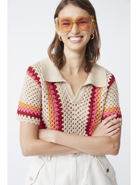 SUN-S23M0259 PERISOL BEIGE KNIT TOP