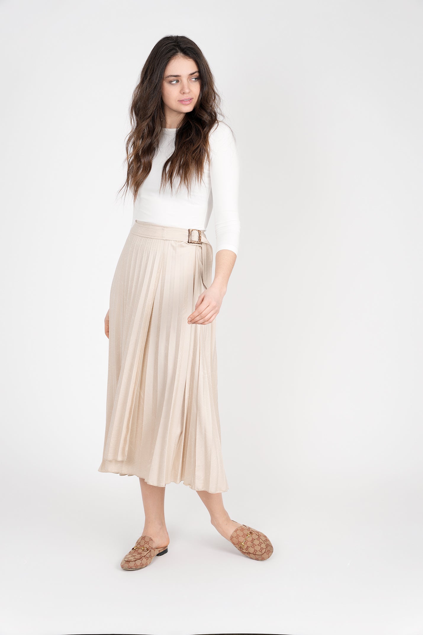GIN-DS3PT6086 BEIGE SKIRT