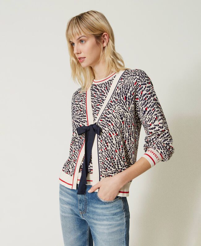 TW-231TP3332 WHTE&BLACK CARDIGAN