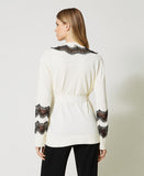 TW-231TP3232 WHT&BLK LACE CARDIGAN