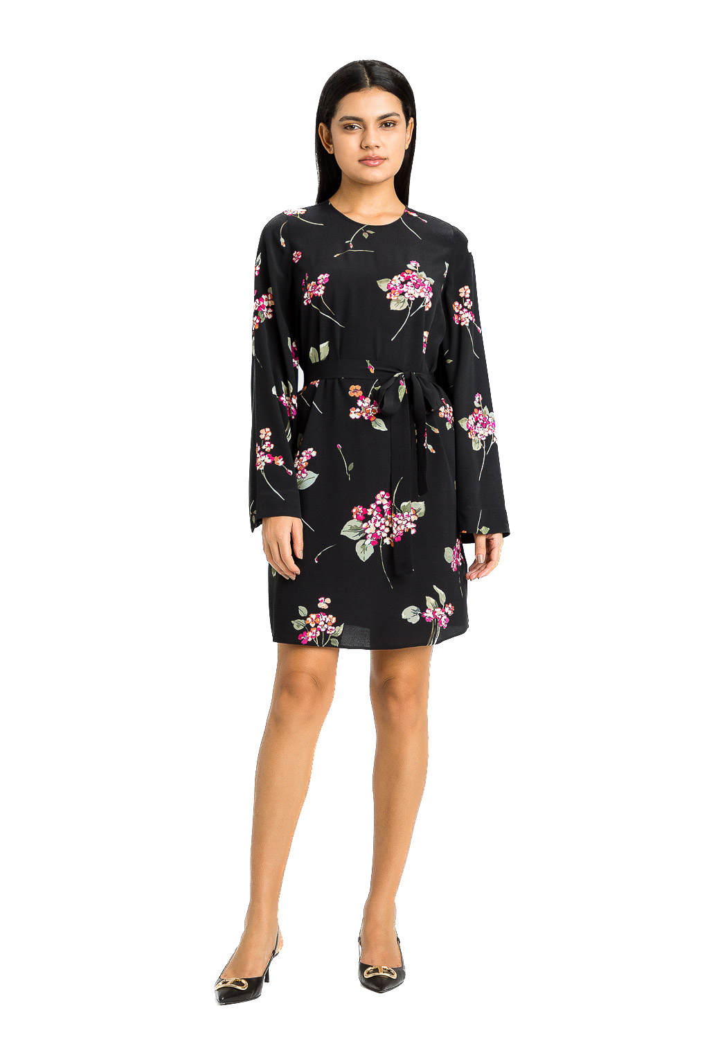 TWS-231TP2703 BLACK FLORAL TUNIC