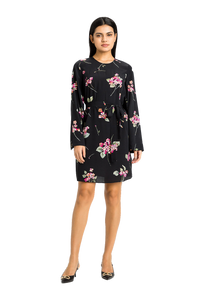 TWS-231TP2703 BLACK FLORAL TUNIC