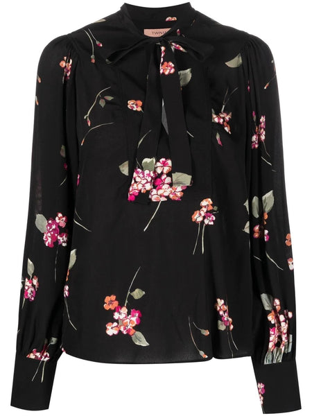 TWS-231TP2704 BLACK FLORAL BLOUSE