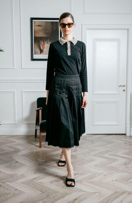 NOI-NR-0134 BLACK KNIT COLLAR TOP