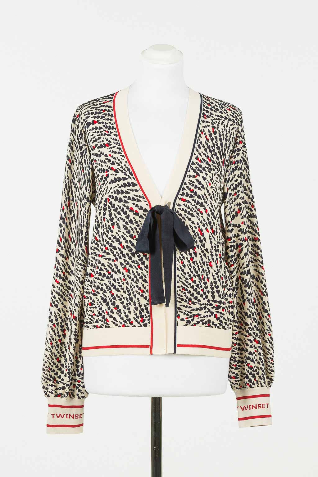 TW-231TP3332 WHTE&BLACK CARDIGAN