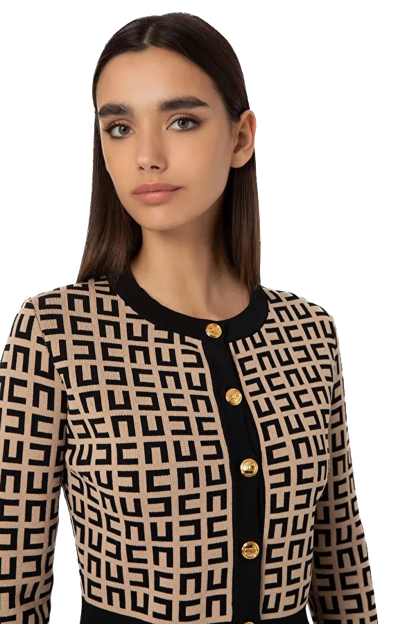 ELS-MK33Z31E2 BROWN&BLACKCARDIGAN