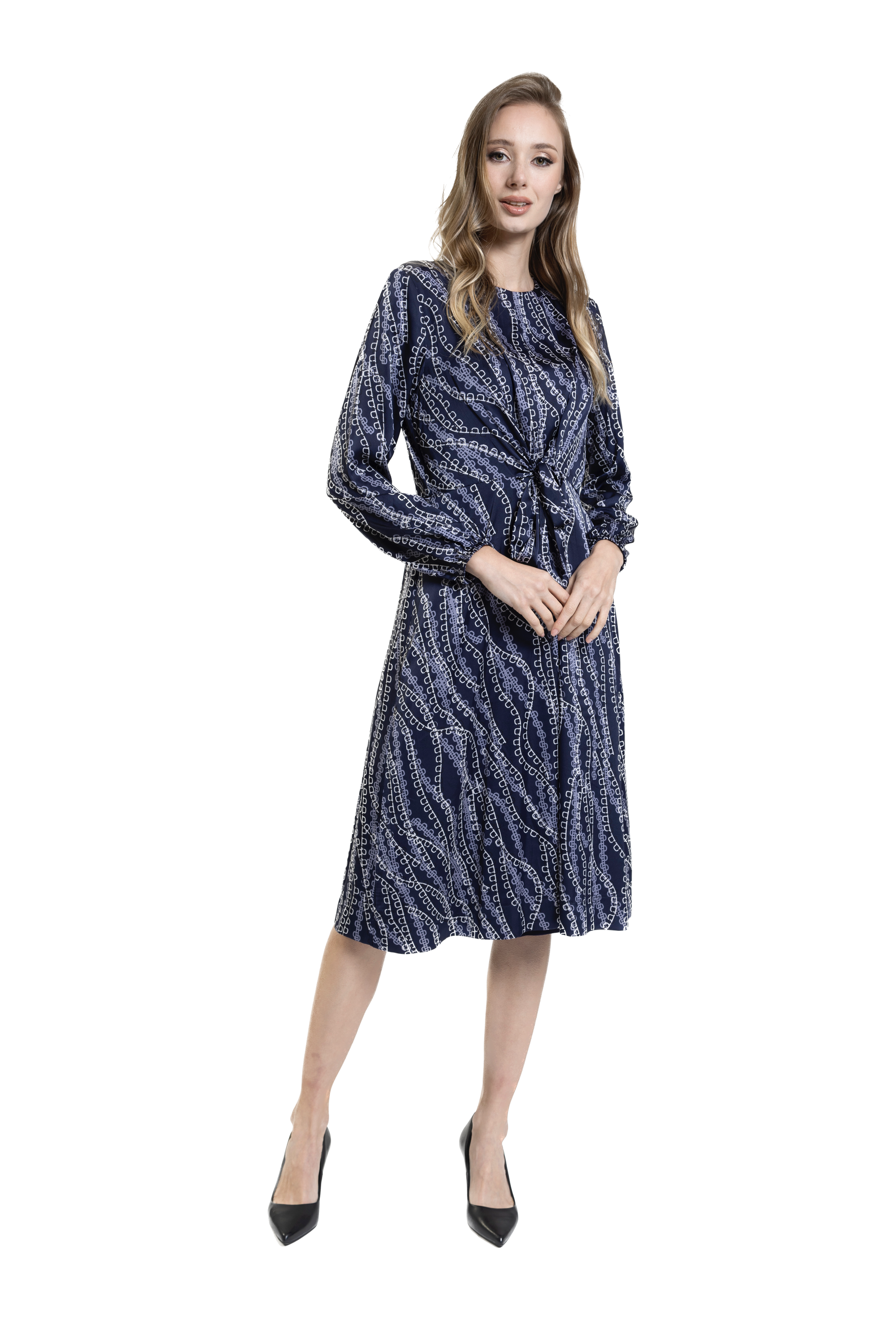 LUE-W23399-B BLUE PRINT DRESS