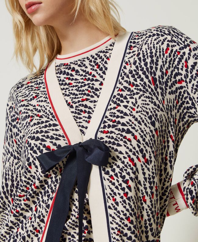 TW-231TP3332 WHTE&BLACK CARDIGAN