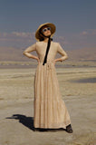 NOI-1815 BEIGE LACE LAYERED MAXI DRESS